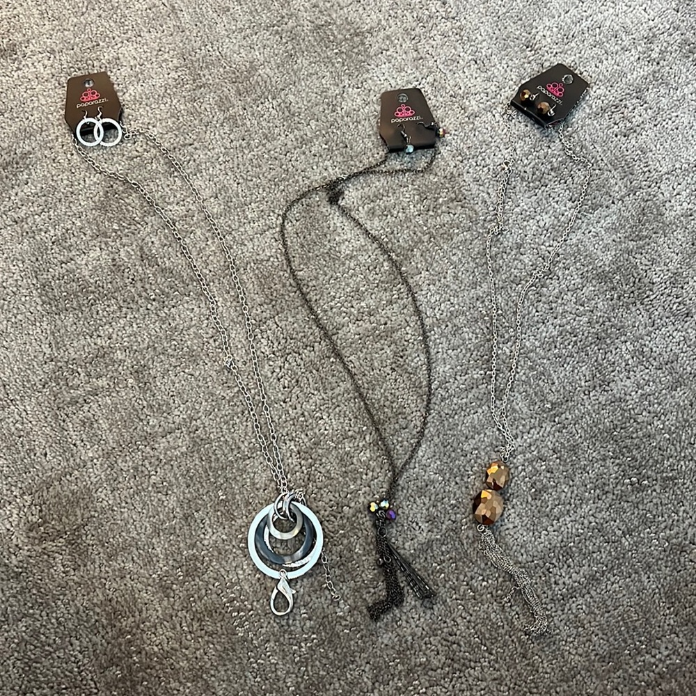 Set of 3 Paparazzi earring and necklace sets.